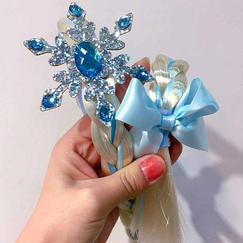 Golray Princess Dress Up Accessories Jewelry Play Toy Set for Girls with Headband Braid Wig, Crowns, Necklaces, Wands, Rings, Bracelets Gloves Cinderella Costume Accessories - Image 5